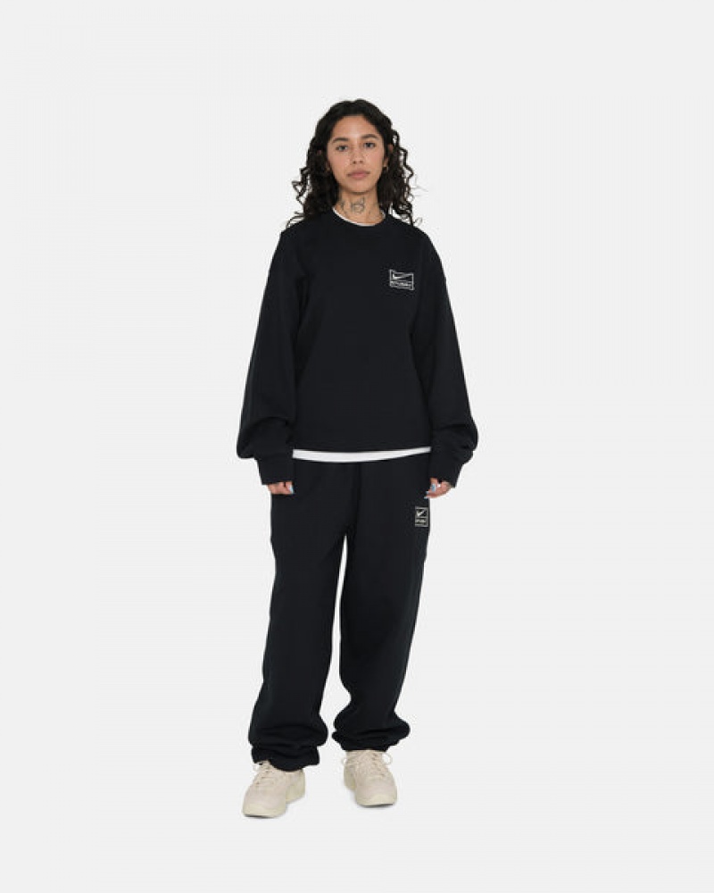 Stussy Stone Wash Fleece Crew Sweatshirts Dames Zwart Nederland | FVP-6646