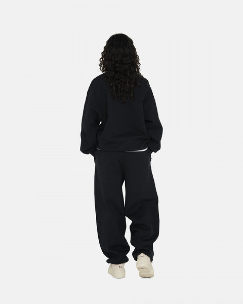 Stussy Stone Wash Fleece Crew Sweatshirts Dames Zwart Nederland | FVP-6646