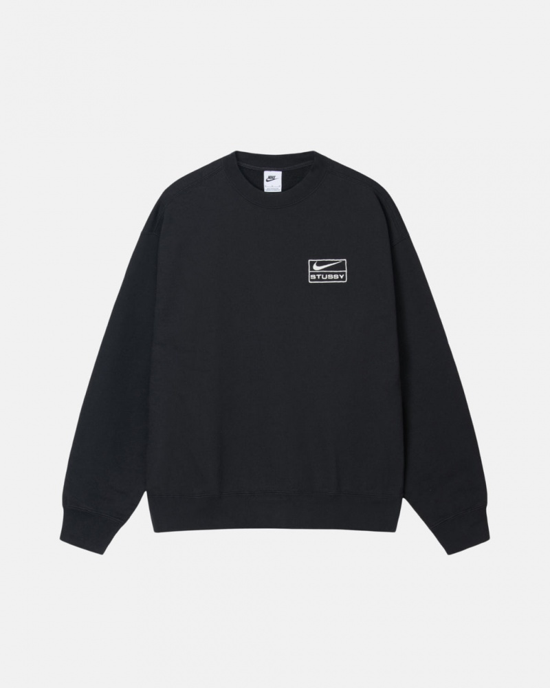 Stussy Stone Wash Fleece Crew Sweatshirts Dames Zwart Nederland | FVP-6646