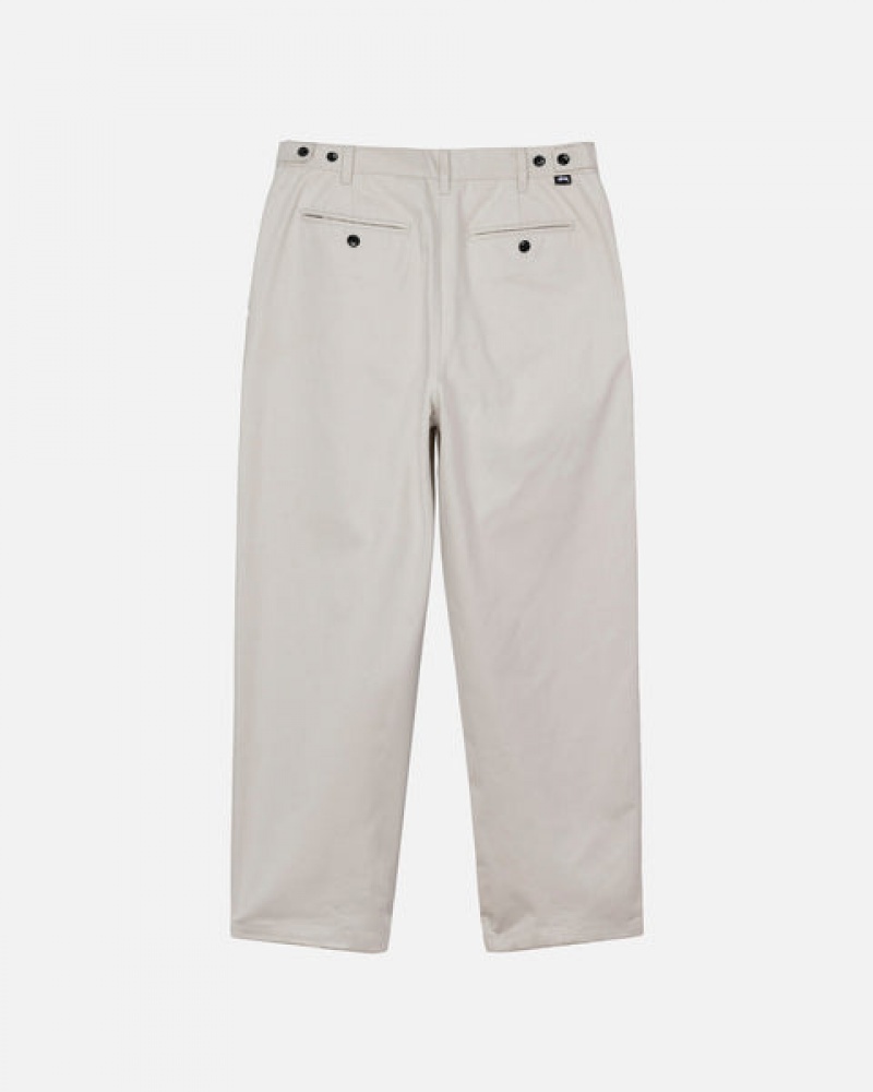 Stussy Twill Volume Geplooid Trouser Broek Heren Beige Nederland | CEP-4664