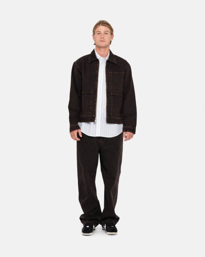Stussy Zip Werk Jacket Denim Heren Zwart Nederland | SYY-6233