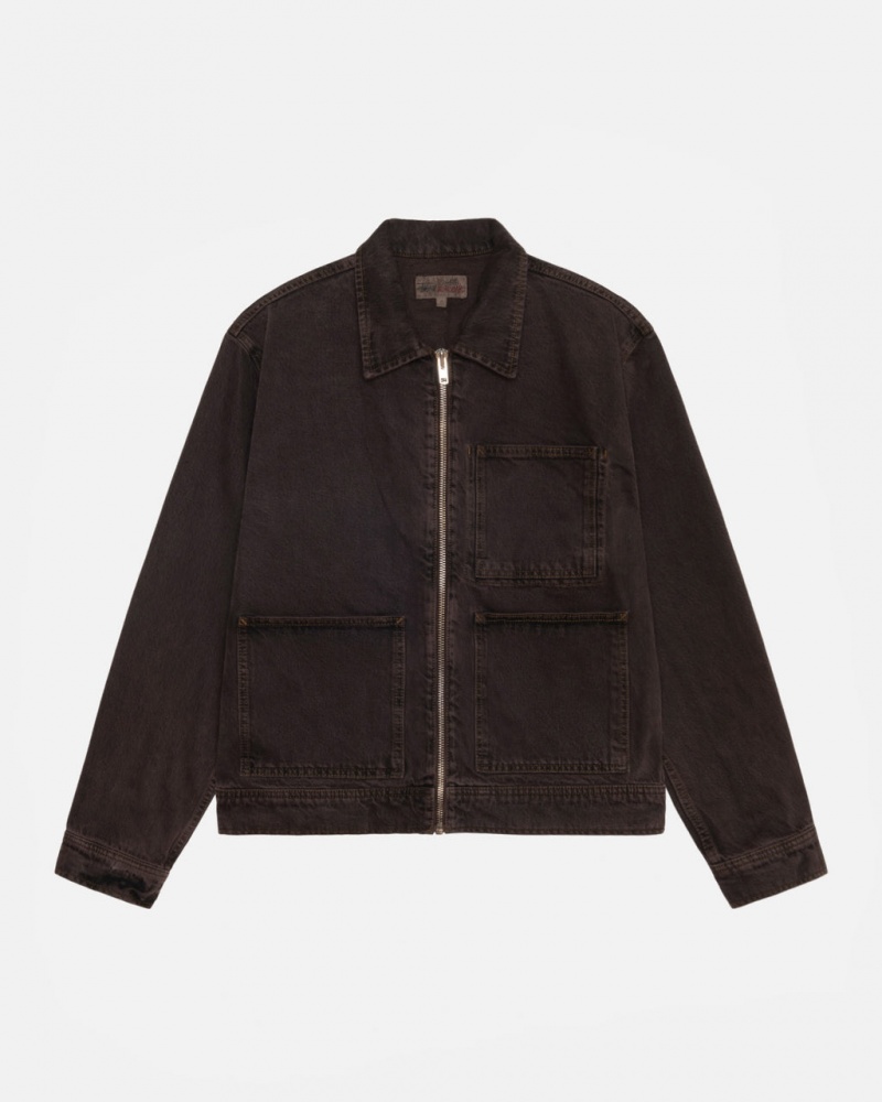 Stussy Zip Werk Jacket Denim Heren Zwart Nederland | SYY-6233