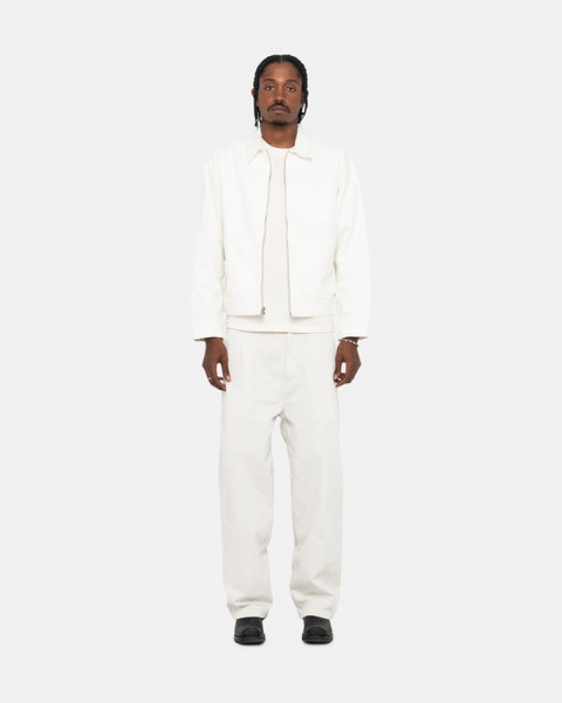 Stussy Zip Werk Jacket Overdyed Denim Dames Beige Nederland | ETC-1276