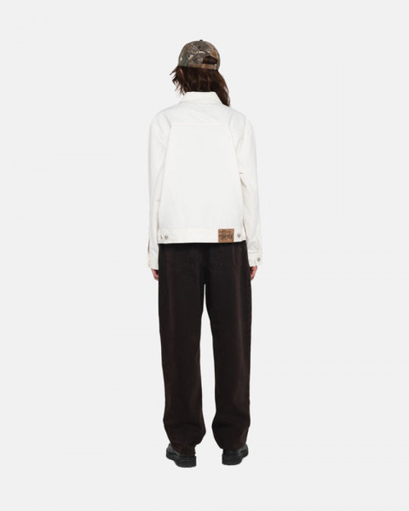 Stussy Zip Werk Jacket Overdyed Denim Dames Beige Nederland | ETC-1276